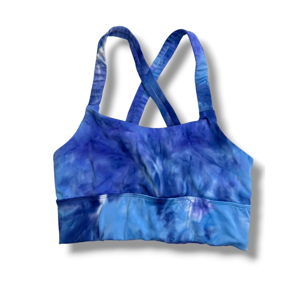 Vogo Athletica Sports Bra Women Small Blue Tie Dye Excellent Cross Back Yoga